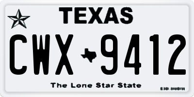 TX license plate CWX9412