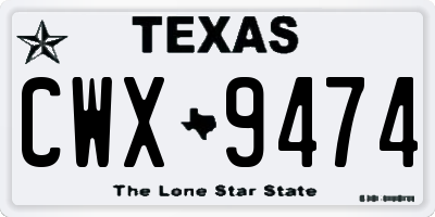 TX license plate CWX9474