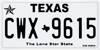 TX license plate CWX9615