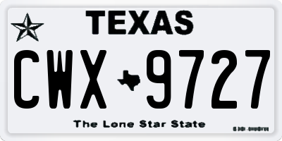 TX license plate CWX9727