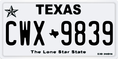 TX license plate CWX9839
