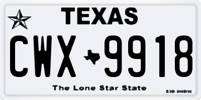 TX license plate CWX9918
