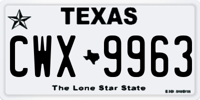 TX license plate CWX9963