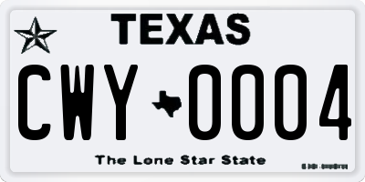 TX license plate CWY0004