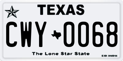 TX license plate CWY0068