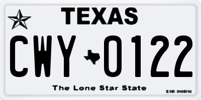 TX license plate CWY0122
