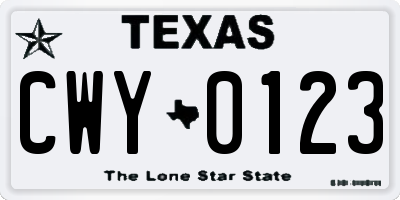 TX license plate CWY0123