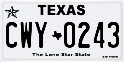 TX license plate CWY0243