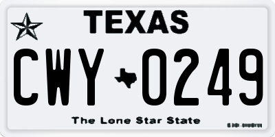 TX license plate CWY0249