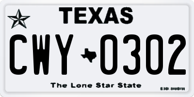 TX license plate CWY0302