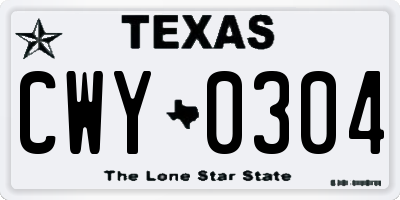 TX license plate CWY0304