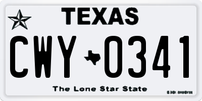TX license plate CWY0341