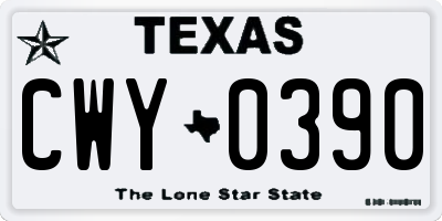 TX license plate CWY0390