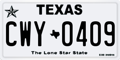 TX license plate CWY0409