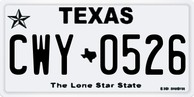 TX license plate CWY0526