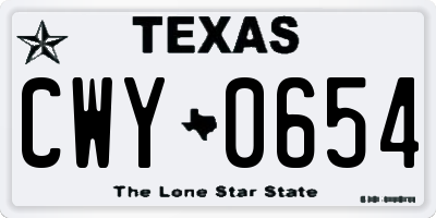 TX license plate CWY0654