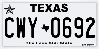 TX license plate CWY0692