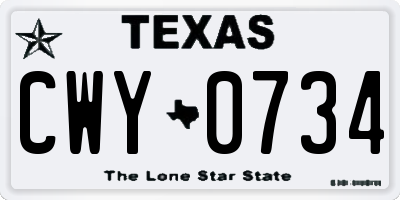 TX license plate CWY0734