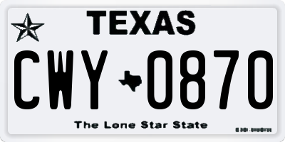 TX license plate CWY0870