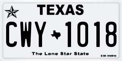 TX license plate CWY1018