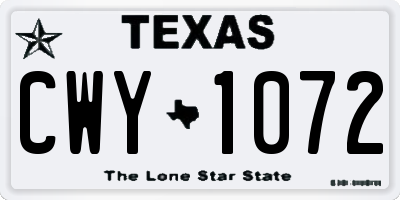 TX license plate CWY1072