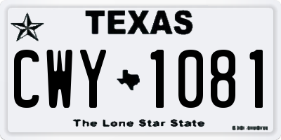 TX license plate CWY1081