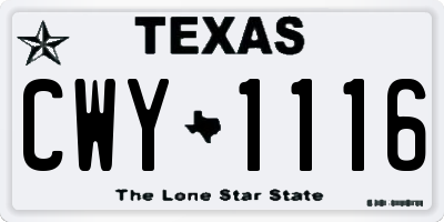TX license plate CWY1116