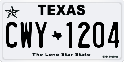 TX license plate CWY1204