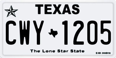 TX license plate CWY1205
