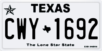 TX license plate CWY1692