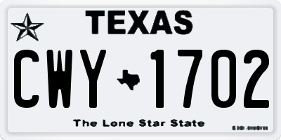 TX license plate CWY1702