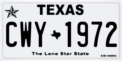 TX license plate CWY1972