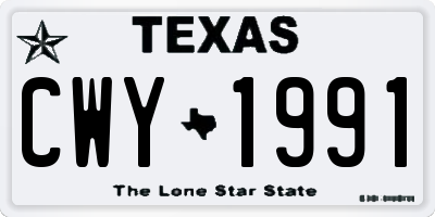 TX license plate CWY1991