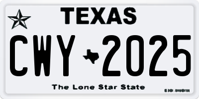 TX license plate CWY2025