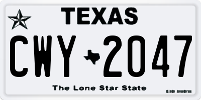 TX license plate CWY2047