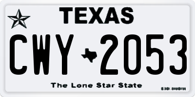 TX license plate CWY2053