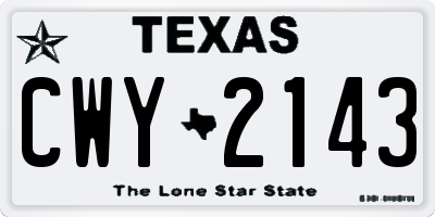 TX license plate CWY2143