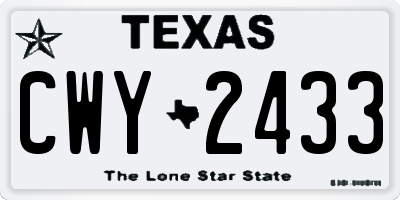 TX license plate CWY2433