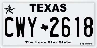 TX license plate CWY2618