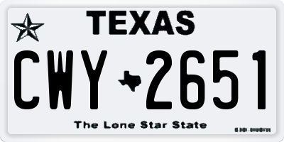 TX license plate CWY2651
