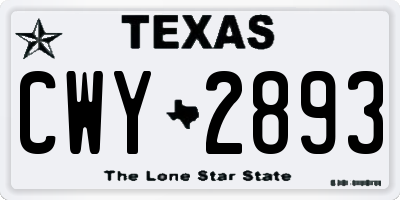 TX license plate CWY2893