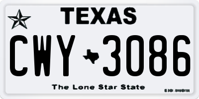 TX license plate CWY3086
