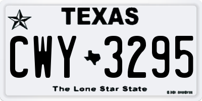 TX license plate CWY3295