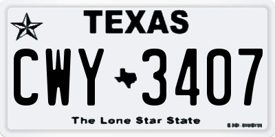 TX license plate CWY3407