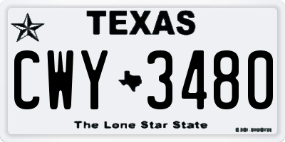 TX license plate CWY3480