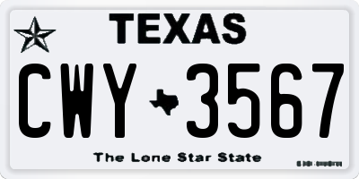 TX license plate CWY3567
