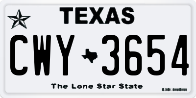 TX license plate CWY3654