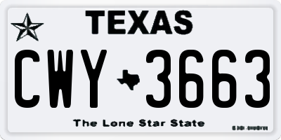 TX license plate CWY3663