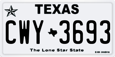 TX license plate CWY3693