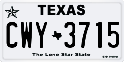 TX license plate CWY3715